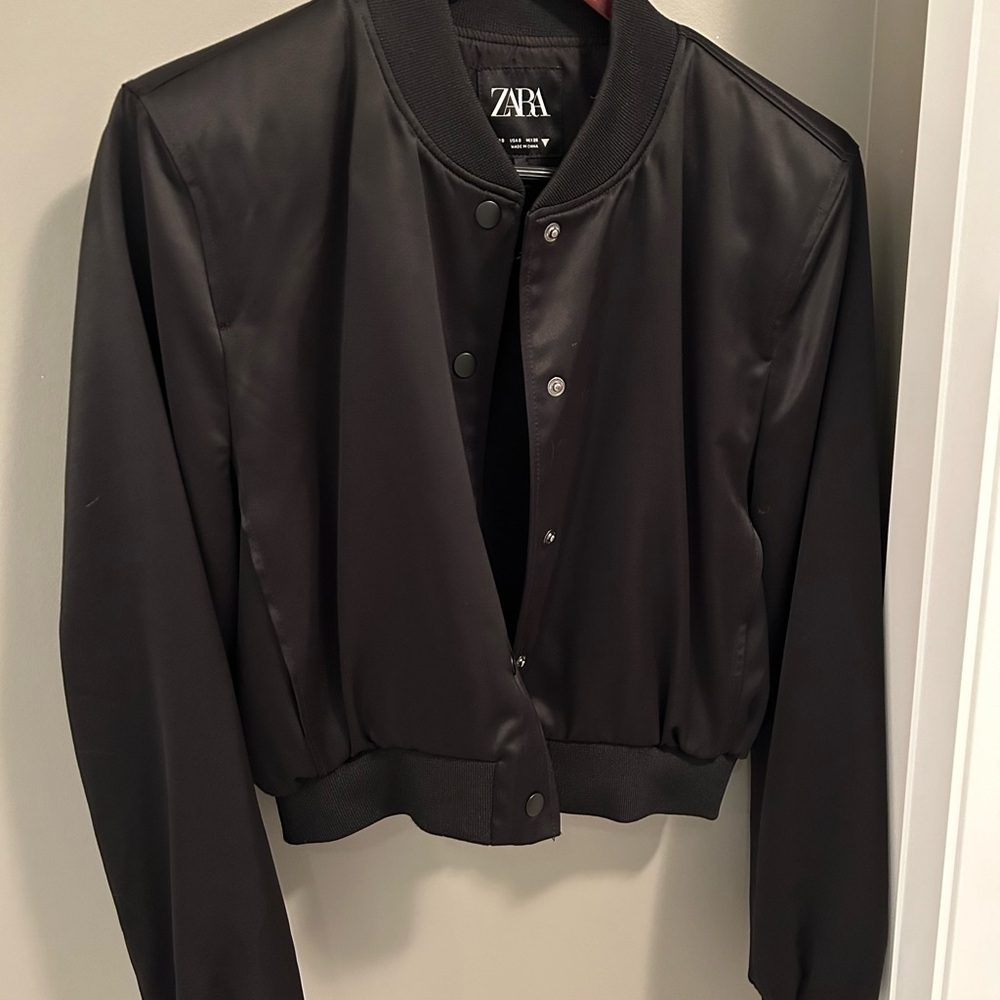 Zara satin cropped bomber